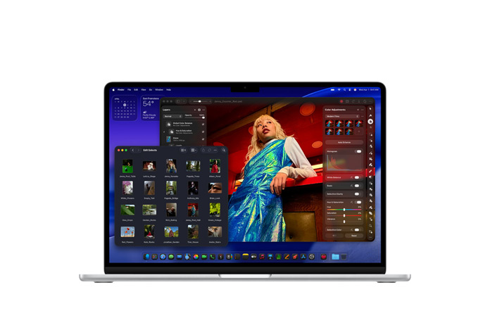 Pixelmator Bildschirm, der den Speicher und Arbeitsspeicher des MacBook Air veranschaulicht