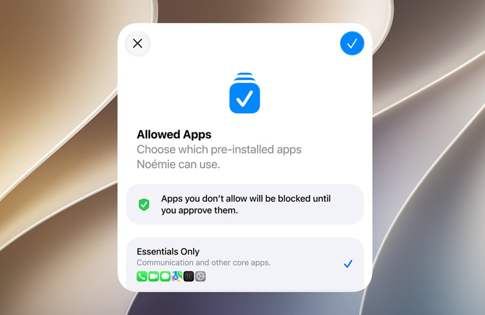 Setup Assistant screen displaying a parent or guardian’s ability to review and approve apps for a Child Account.