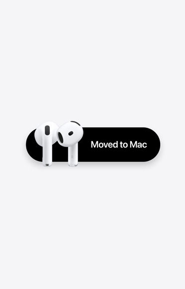 Écouteurs AirPods 5 à côté d’un message indiquant : « Basculement vers le Mac »